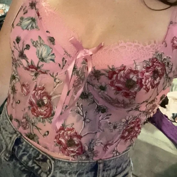 Victoria's Secret Pink Floral Embroidered Corset Top - Picture 6 of 6